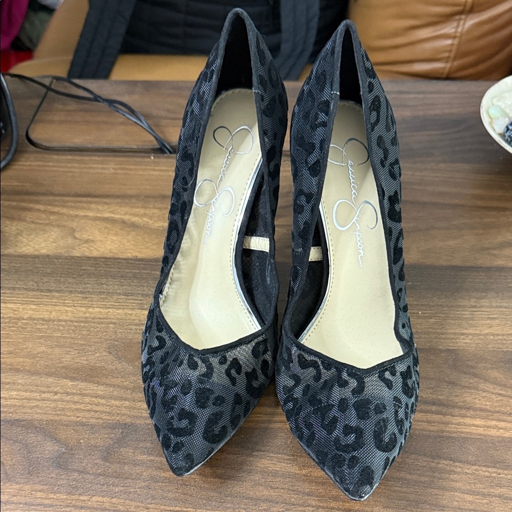 Jessica Simpson Black Leopard Heels